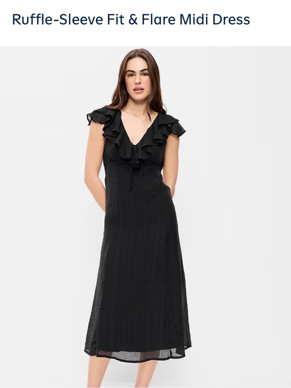 Old Navy Ruffle-Detail Fit & Flare Midi Dress - Black